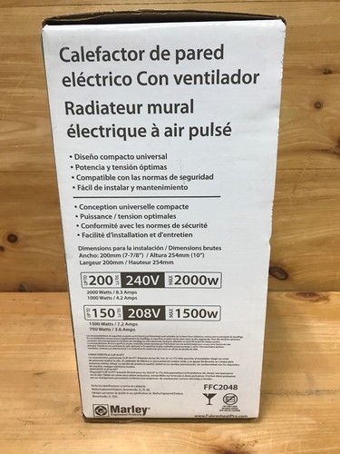 Fahrenheat FFC2048 200W 240V Fan Forced Wall Mount Heater Thermostat Use