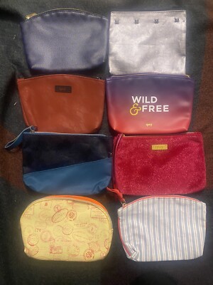 Genuine Ipsy Glam Bag - Lot of 8 Zipper Makeup Cosmetic Bags Only (Empty)