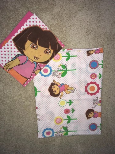 Nickelodeon Dora The Explorer VINTAGE 1 Flat Sheet 1 Pillow Case Twin Size Nice!