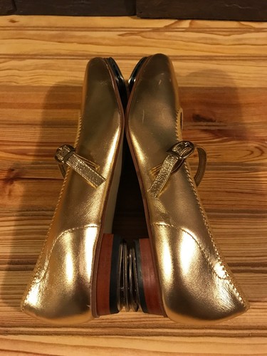 Gold Scoop Clogging  Shoes Women's Size 6.5 W With Steven Stomper Taps. Vintage