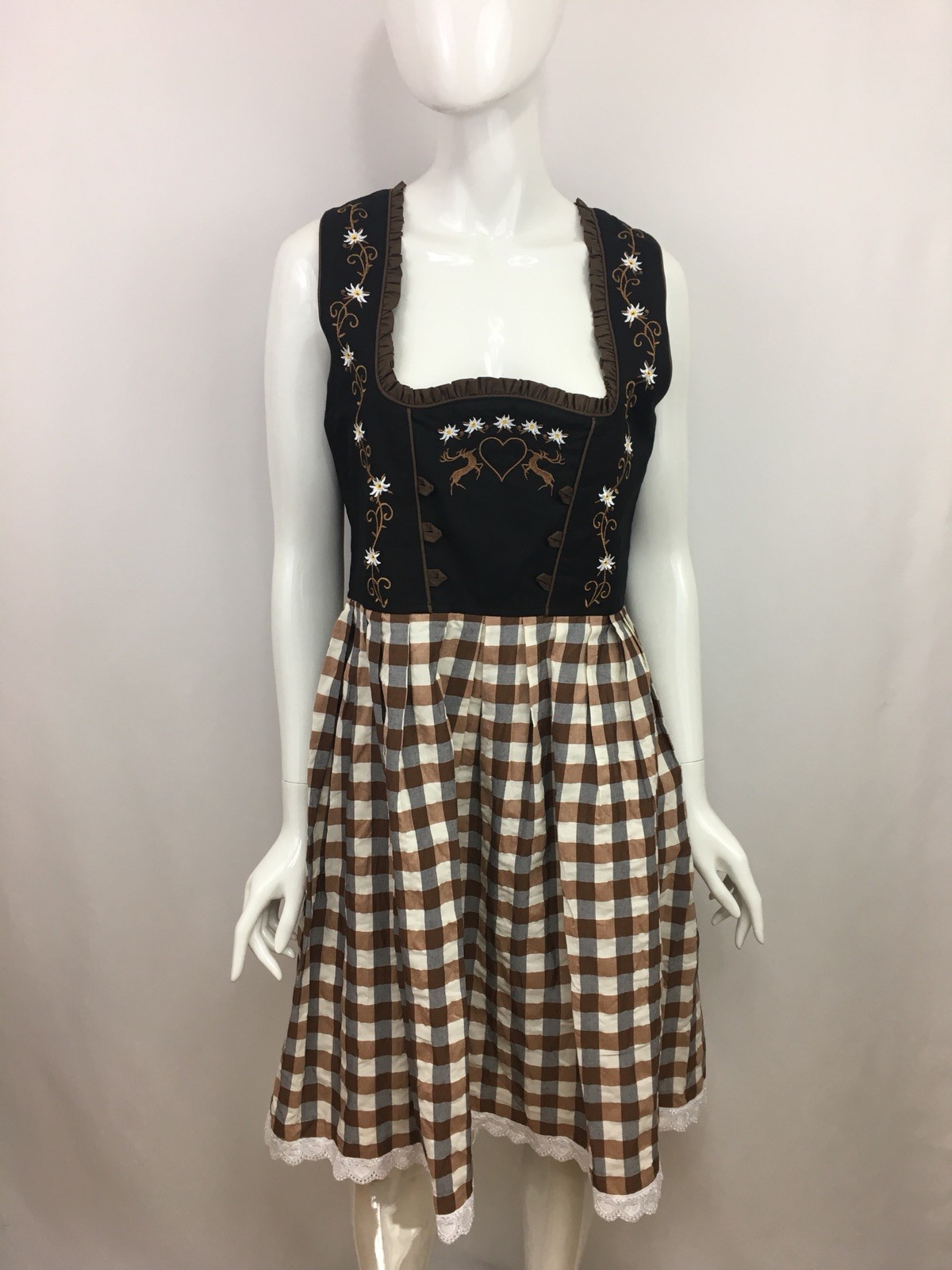 Trachtenmode Dirndl Dress Authentic Bavarian Plaid Floral Alpenmarchen Halloween