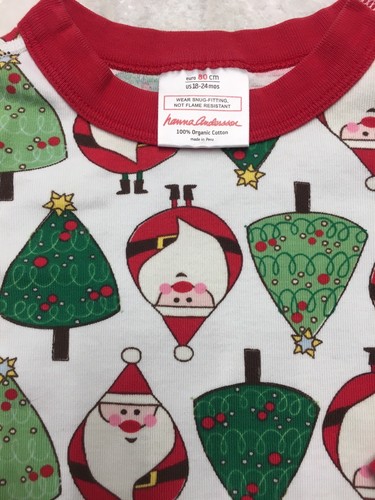 Hanna Andersson Long Johns Size 80 18-24 Christmas Santa Trees Pajamas Holiday