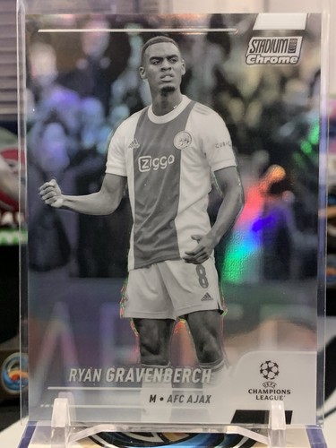 TOPPS サッカーカード STADIUM CLUB CHROME RYAN GRAVENBERCH AJAX 28/50 #33 送料無料 中古 IT2 2021 Stadium Club Chrome Black White Refractor /299 Ryan