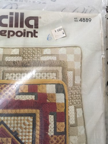 VTG Bucilla Needlepoint Kit Pillow No. 4889 Beige 70's NOS NIP Retro Crafting