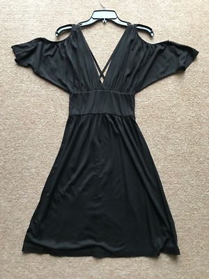 Sisley cold-shoulder dress, Black, Size XS. Made In Italy