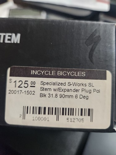 USED Specialized S-Works Sl Stem W/ Expander Plug BLACK COLOR 31.8 90MM 6DEG