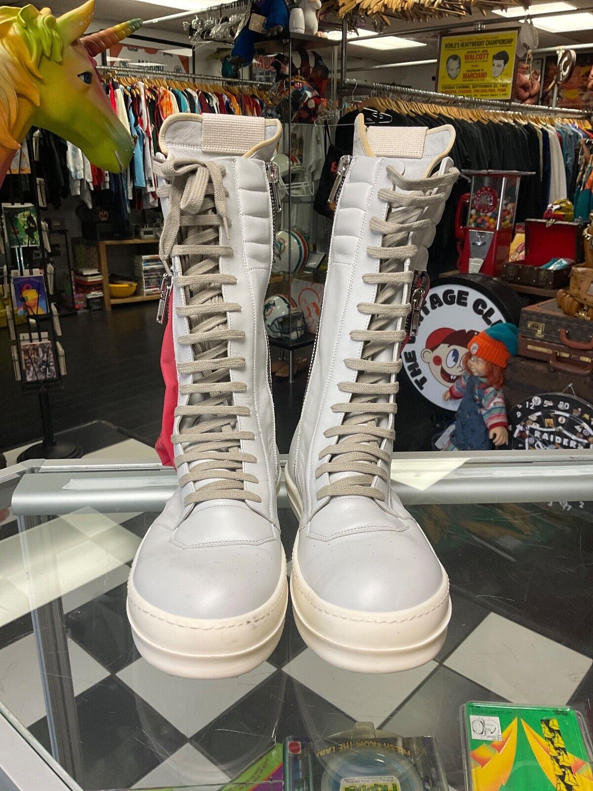 Rick Owen's Cargo Basket Milk and Red Sneaker Boots US Mens Rick Owen's Cargo Basket Milk and Red Sneaker Boots US Mens