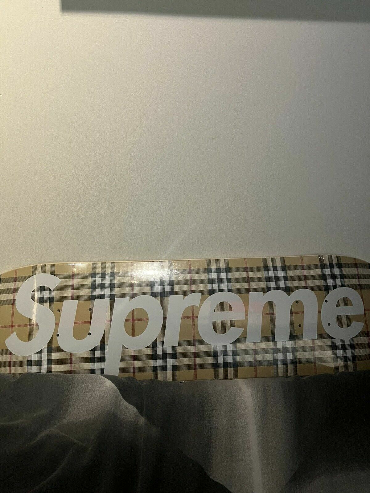 Supreme x Burberry Skateboard Deck Beige Tan IN HAND