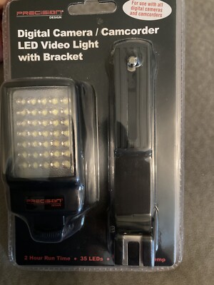 Precision Design Digital Camera Camcorder LED Video Light W/Bracket NIB PD-LED35