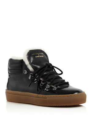 Женские черные кроссовки из овчины MARQUE DEPOSEE на платформе с круглым носком 38