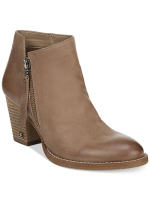 

SAM EDELMAN Женские коричневые кожаные ботильоны Macon с заклепками и круглым носком на блочном каблуке, размер 6,5 м, Коричневый, F8825L7