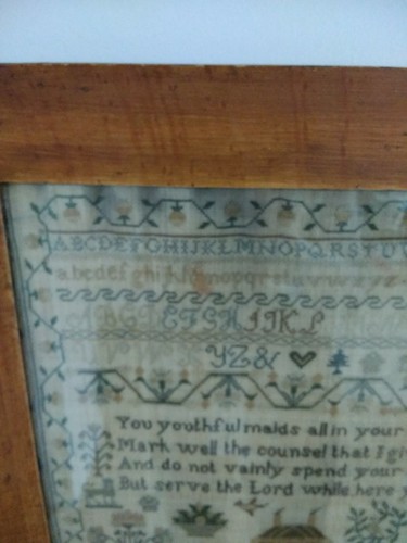 ANTIQUE SCHOOLGIRL SAMPLER 1849.