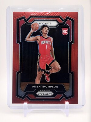 2023-24 Panini Prizm #150 Amen Thompson TRUE RED PRIZM /299 RC Rockets  