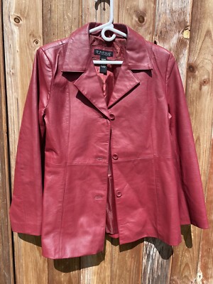 Red Dialogue Womens Leather Jacket Size Medium