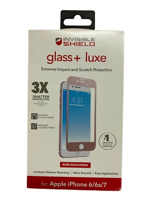 Zagg Glass + Luxe Screen Protector for iPhone 7 iPhone 8 & 6 (4.7inch) Rose Gold