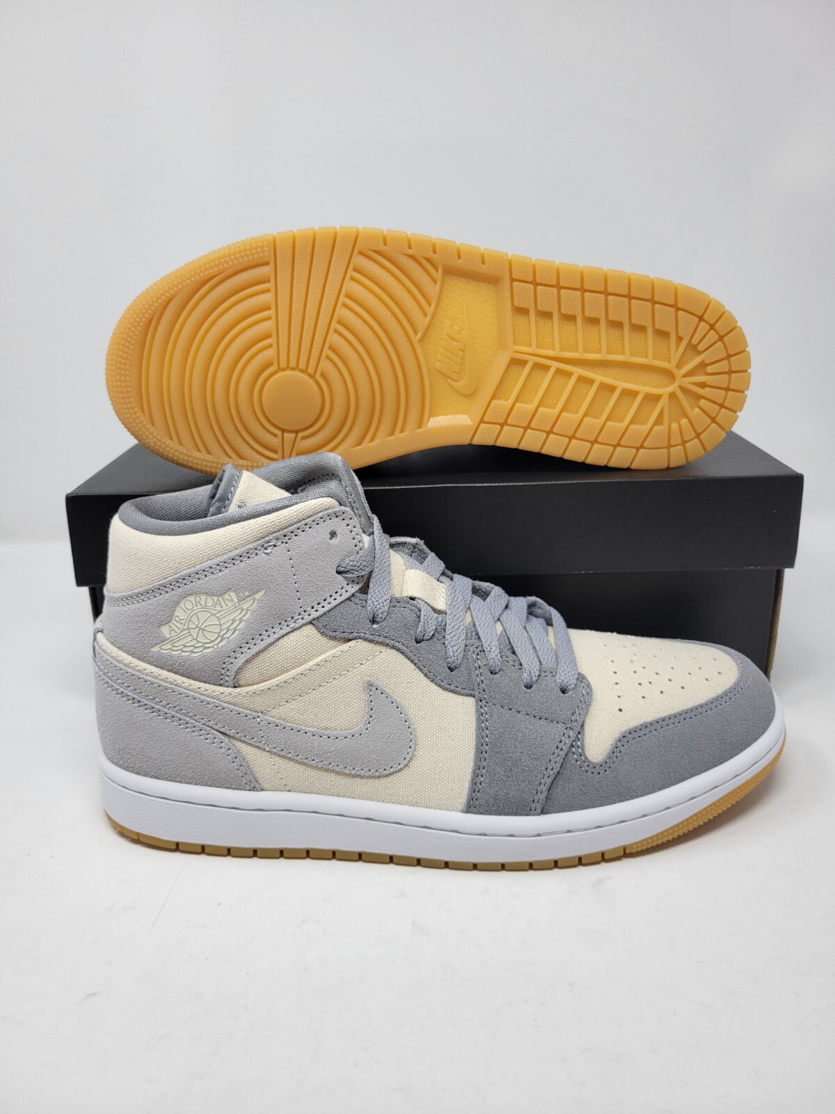 Preowned Jordan Nike Air 1 Mid Se Coconut Milk Grey Dn4281100 Men And