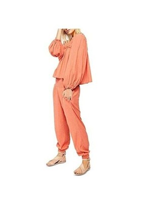 

Женский оранжевый топ с длинными рукавами и вырезом под горло FREE PEOPLE