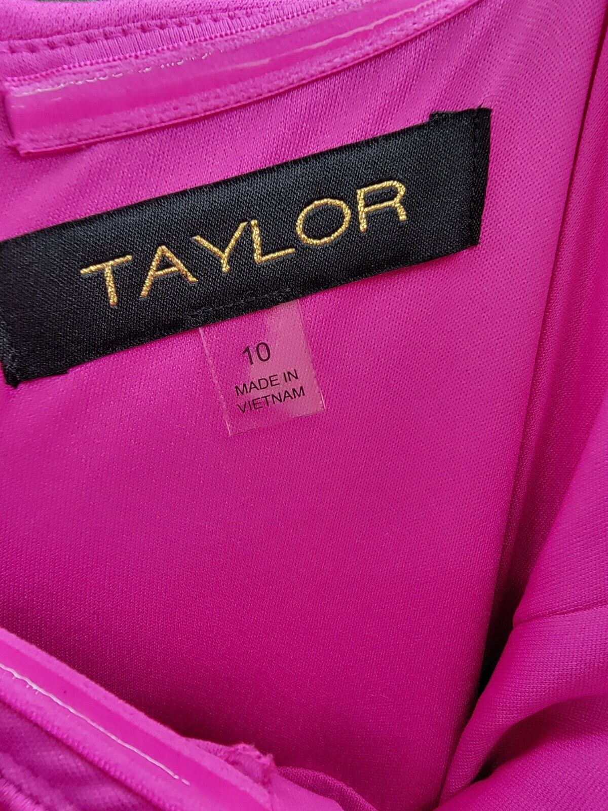 Taylor Asymmetric Sleeveless Satin Gown Women's 10 Magenta Back Zip Closure - Picture 8 of 17