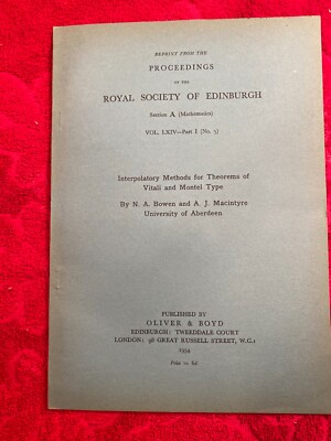 Interpolatory Methods for Theorems of Vitali and Montle Type by N.A. Bowen