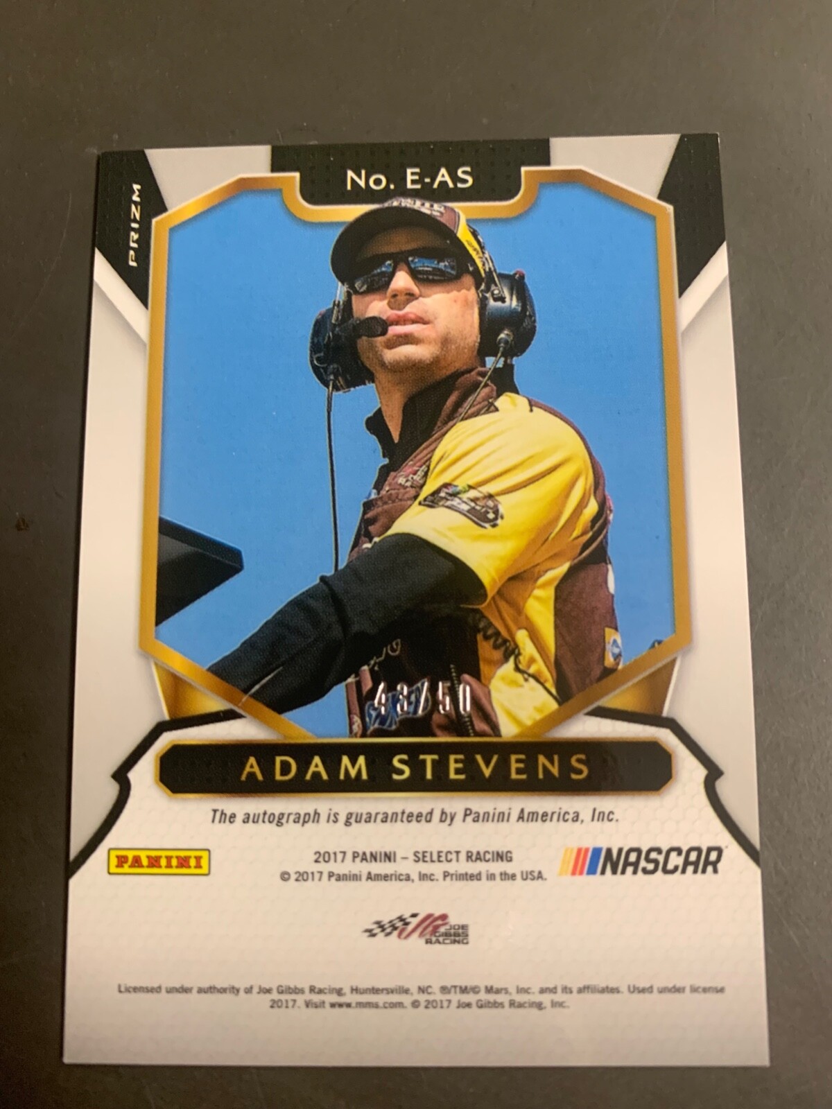 2017 Select Endorsements Blue Prizms Adam Stevens On-Card Autograph 43/50 Auto