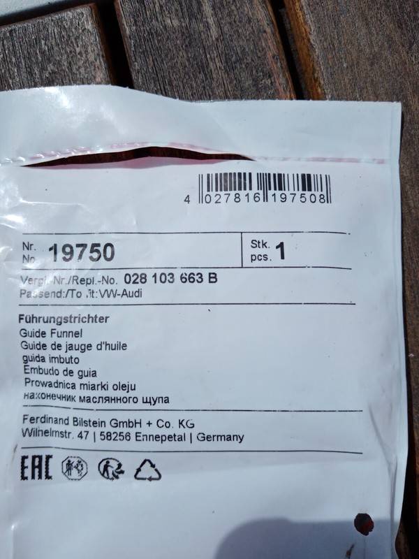 Entonnoir Jauge De Niveau D'Huile Febi Bilstein 19750 Febi Plus Pour Audi Vw