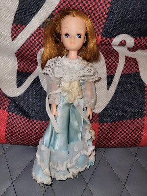 Vtg Licca Chan Doll 2nd Generation Takara Japan 1970s With Blue Lace Dress Rare