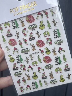 The grinch nail art stickers X1