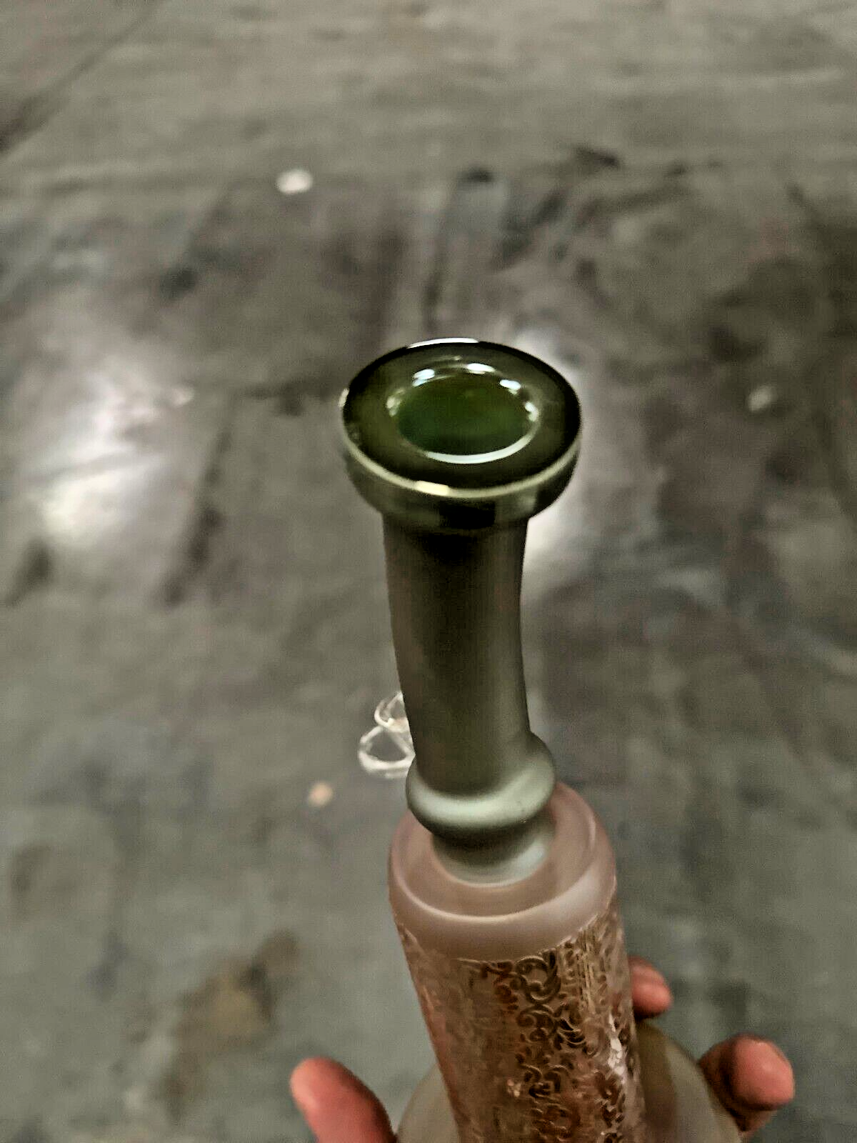 10" Carved craft Glass Bongs Smoking Glass Water Pipe with 14mm Round handle