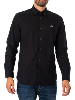 

Мужская рубашка с логотипом Lacoste, черная, Черный, CH5620-00-031