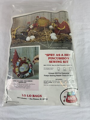 Lolo Bags ''Spry as a Hen'' Pin Cushion Sewing Kit Yellow 1978 Crafts