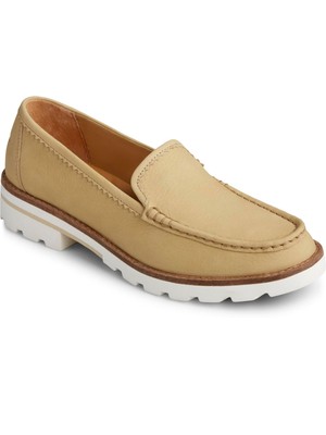 

Женские бежевые кожаные лоферы без шнуровки SPERRY на платформе 1/2 дюйма с зигзагообразной отделкой, 7 м, Бежевый, STS84705