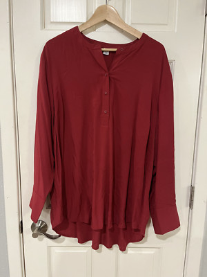 NWOT burgundy henley tunic blouse XXL 1/2 button Old Navy