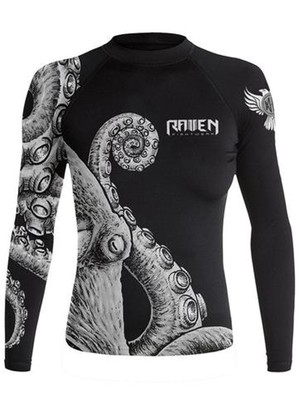Raven Fightwear Women's Kraken Octopus Rash Guard MMA BJJ Black/White 