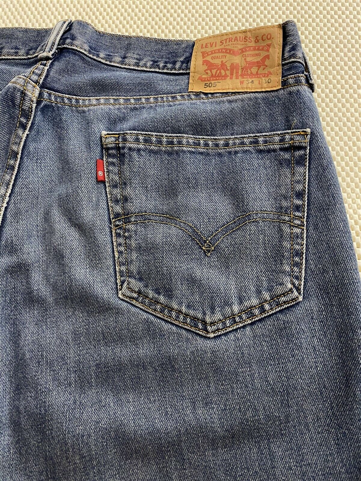 Levi's 34 X 30 505 Regular Straight Medium Dark Stonewash Denim Jeans ...