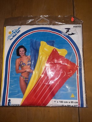 VINTAGE INTEX THE WET SET GLOSSY POOL RAFT MAT YELLOW New