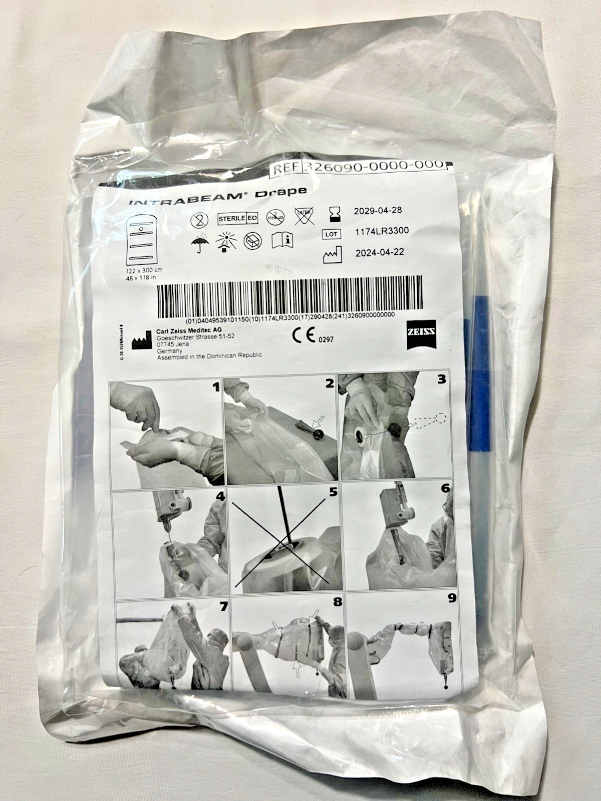 Zeiss 326090-0000-000 Surgical Intrabeam Drape 48" X 118" (122cm X 300cm)