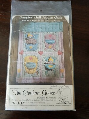 The Gingham Goose Pattern~Dimples Doll House Crib Quilt~ #GGP017~Uncut~Appliqué