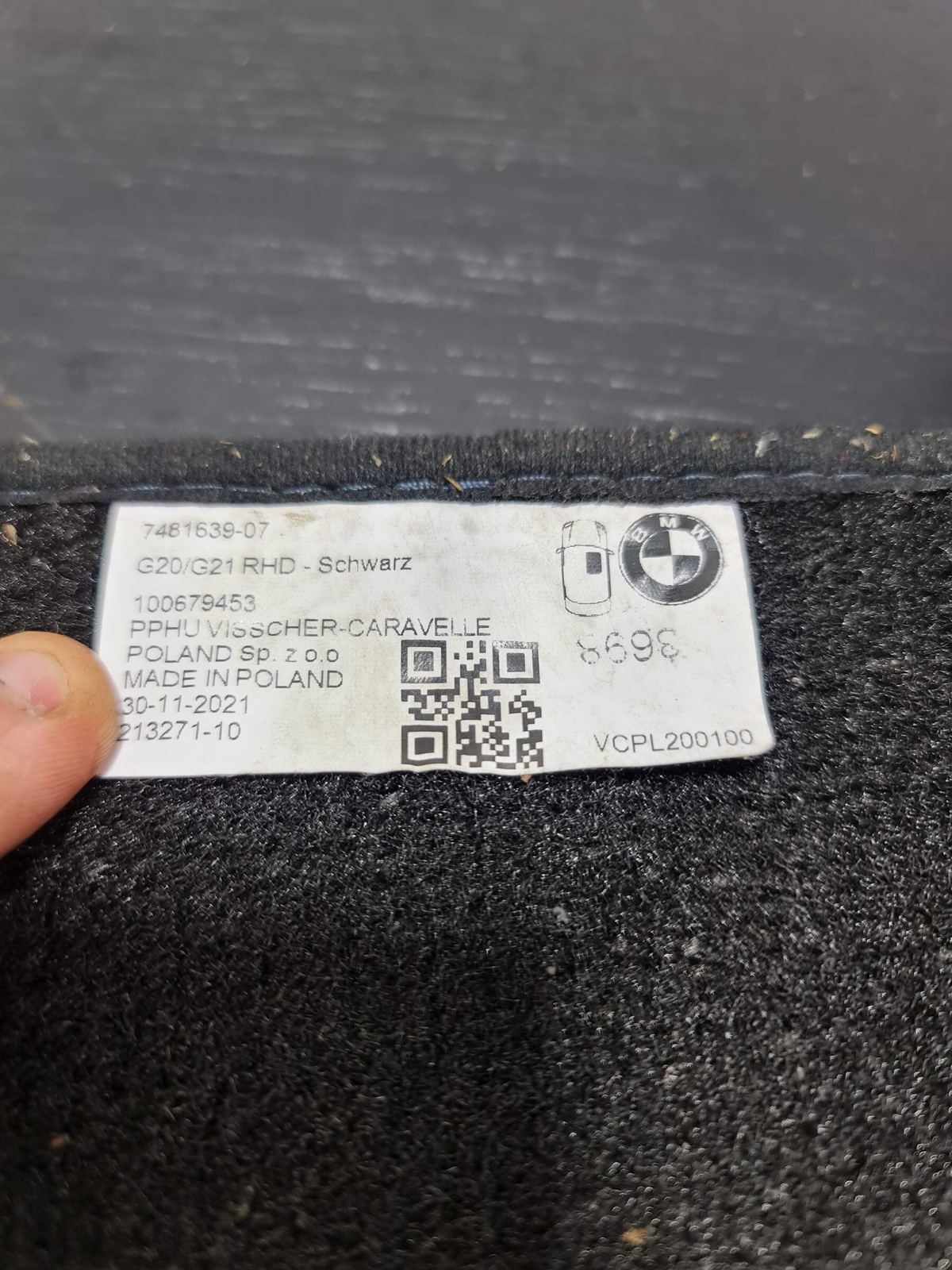 0 Bmw Genuine M3 G80 Velour Carpet Floor Mats Charcoal 7481639-07 image 5