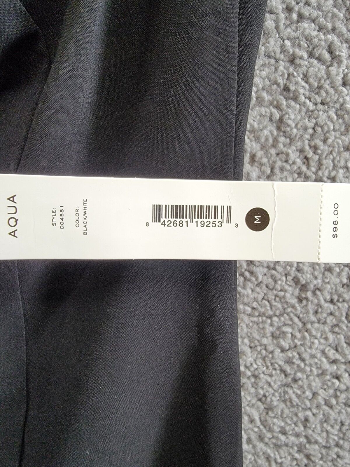 AQUA Halter Mini Dress Women's S Black Welt Pockets Faux Button Front Side Zip - Picture 15 of 15