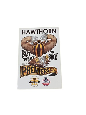 AFL Hawthorn Hawks Back To Back To Back Premiers Sticker 2013-15 3 Peat Mascot