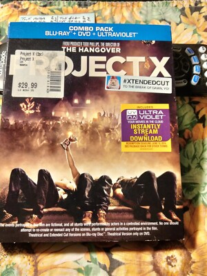 Project X (Blu-ray DVD Combo) Extended Cut Rated R..pre-owned...UN-REAL MOVIE...