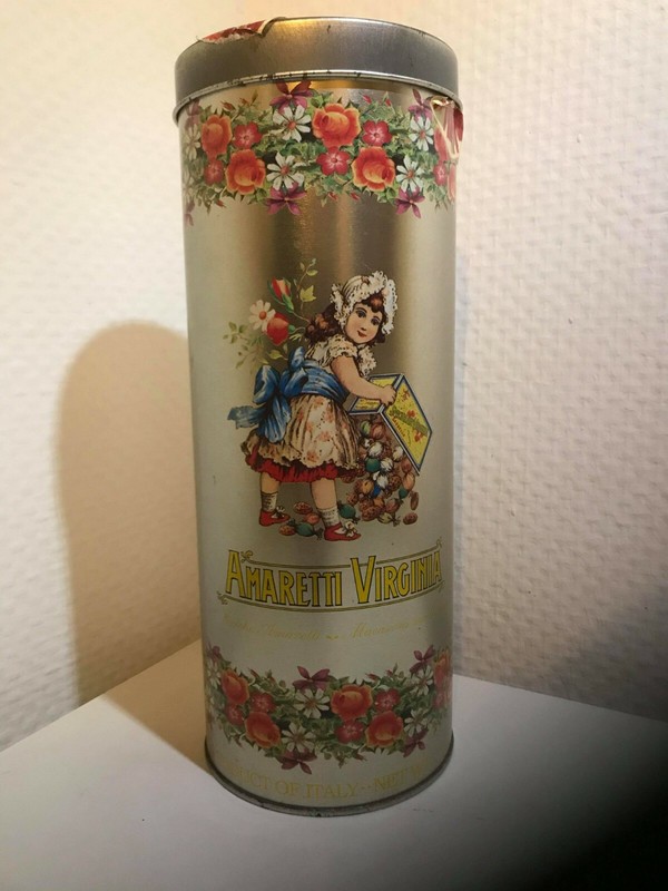 Amaretti Virginia  Boite Cylindrique Vintage 