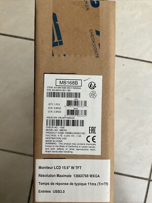 ASUS MB MB168B 15.6 inch TFT LED LCD Monitor 90LM0010-B011B0