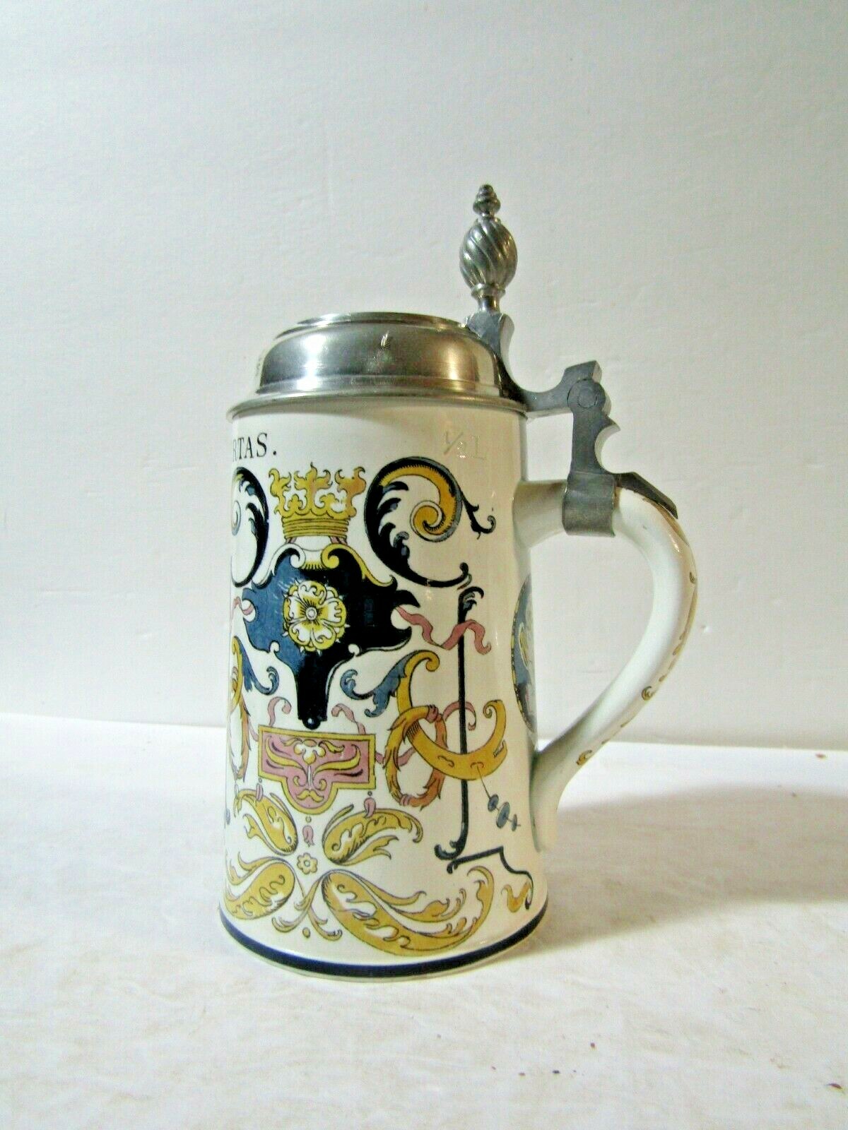 Mettlach Lidded German Stein #1044  