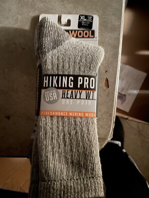 Mens XL King Size  merino wool hiking socks (80% Wool) Fits Up To 15 Shoe