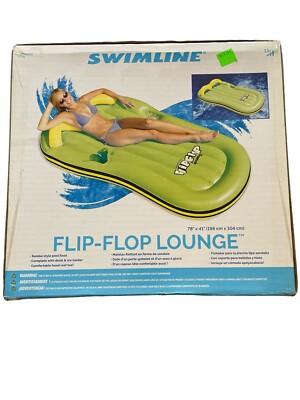 Swimline Giant Green Flip Flop Lounger Mattress Inflatable Pool Float 78 x42 
