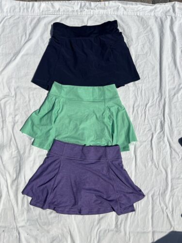Lot Of 3 All In Motion Girls’ Active Skorts, Size 7-8, Navy, Green, Purple