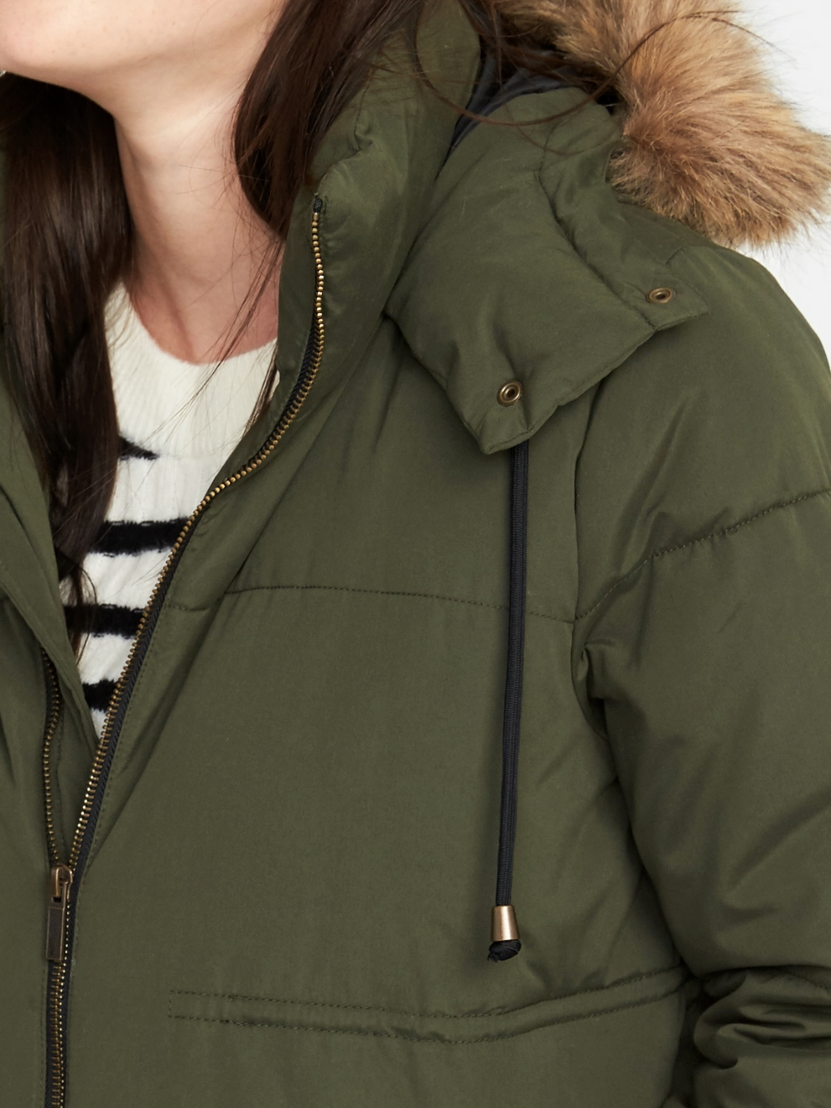 Old Navy Maternity Faux Fur Hooded Frost Free Parka Jacket Coat Large Black NWT