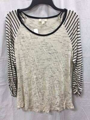 STYLE CO 3/4 RUCHED SLEEVE TOP CREAM L -NEW WITHOUT TAG 3937