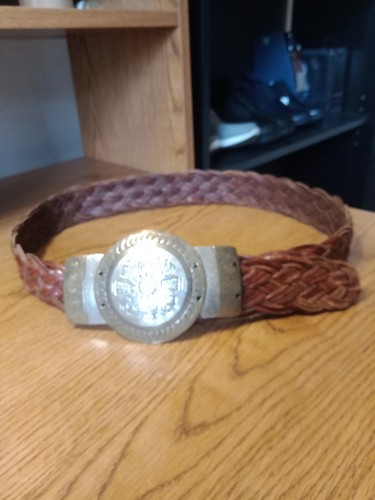 Chico\'s Brown Leather Belt with Silver Floral Engraved Buckle s-l400.jpg main image 4